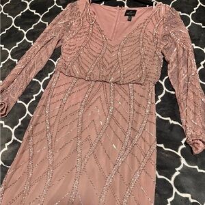 Pink Beaded Adrianna Papell Maxi Dress